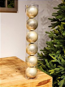 BOLA DECORADA CHAMPANHE PEROLADA 8CM COM 6 UNIDADES