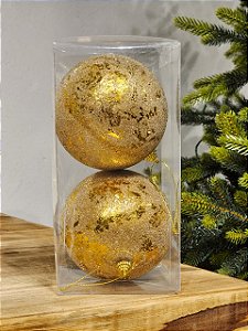 BOLA AÇUCARADA OURO 12CM COM 2 UNIDADES