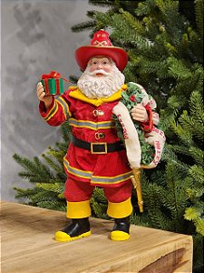 PAPAI NOEL BOMBEIRO COLEÇÃO KURT S. ADLER 28CM