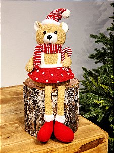 URSA VERMELHA E BRANCA LOLLIPOP SENTADA 57CM