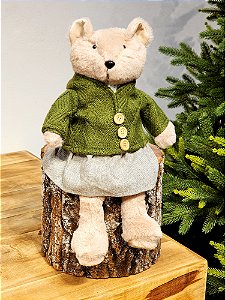 URSO POLAR COM CASACO DE TRICOT VERDE 40CM