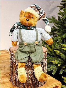 URSO COM GORRO E SUSPENSORIO LINHA MINT 45CM
