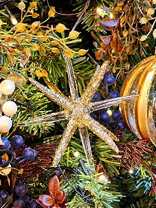 CONJUNTO DE PENDENTE ORNAMENTO DE VIDRO ESTRELA TRANSPARENTE COM 2 UNIDADES 12CM - PRÉ VENDA 2025