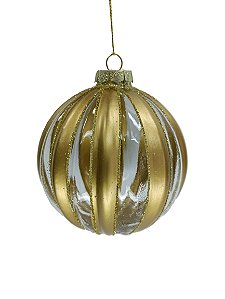 CONJUNTO DE PENDENTE ORNAMENTO DE VIDRO DOURADO COM 2 UNIDADES 10CM - PRÉ VENDA 2025