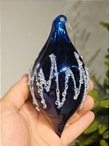 PENDENTE ORNAMENTO DE VIDRO AZUL 14CM