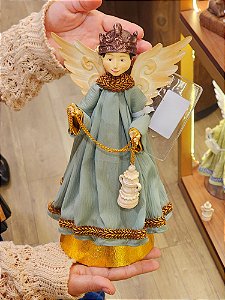 ANJO COM BASE CONE VERDE 28CM - PRÉ VENDA 2025