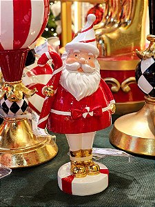 PAPAI NOEL VERMELHO E BRANCO EM RESINA PREMIUM 22CM - PRÉ VENDA 2025
