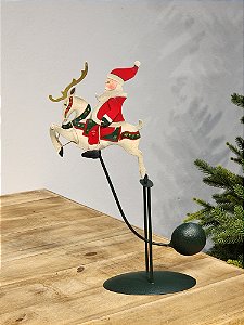 ENFEITE EM METAL PAPAI NOEL COM A RENA