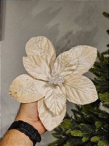FLOR BICO DE PAPAGAIO AVELUDADO BRANCO OFF 25CM