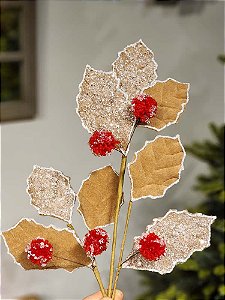GALHO ARAMADO MARROM COM GLITTER 70CM