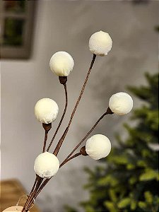 GALHO ARAMADO BOLINHAS VELUDO CREME 65CM