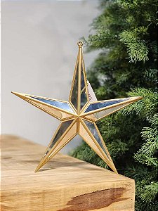PENDENTE ORNAMENTO ESTRELA GLITTER DOURADA 29,4CM