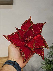 FLOR POINSETIA VERMELHO 23CM