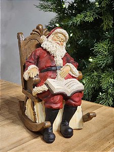 PAPAI NOEL DORMINDO NA CADEIRA DE BALANÇO 16CM
