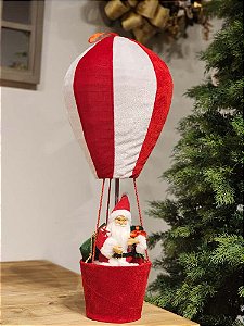 PAPAI NOEL NO BALÃO VERMELHO E BRANCO 60CM