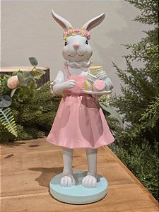 COELHO ROSA COM BISCOITOS 28CM