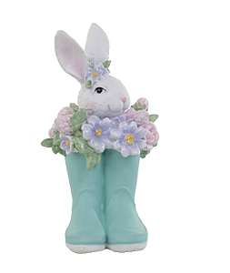 COELHO DENTRO DA BOTA COM FLORES 15CM - PRÉ VENDA 2026