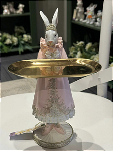 COELHA ROSA COM BANDEJA 28CM - PRÉ VENDA 2026