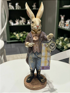 COELHO AZUL COM RELOGIO 30CM - PRÉ VENDA 2026