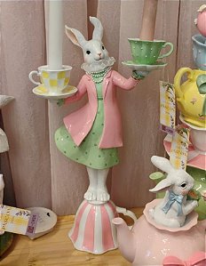 COELHA PORTA VELAS COM XÍCARAS 40CM - PRÉ VENDA 2026