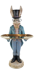 COELHO AZUL COM BANDEJA EM METAL 61CM - PRÉ VENDA 2026