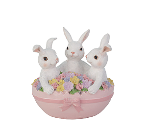 COELHOS NO CESTO DE FLORES 14CM - PRÉ VENDA 2026