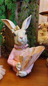 COELHA ROSA COM JARRO PARA FLORES 36CM - PRÉ VENDA 2026