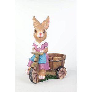 COELHA ROSA NA BICICLETA 45CM PARA USO NO JARDIM - PRÉ VENDA 2026