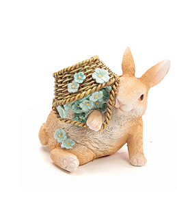 COELHO SENTADO COM CESTO DE FLORES 12CM - PRÉ VENDA 2026