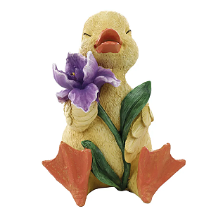 PATO AMARELO COM FLORES 13CM - PRÉ VENDA 2026