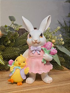 COELHA ABRAÇANDO PINTINHO 19CM