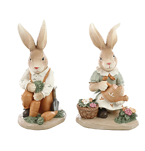 CASAL DE COELHOS COM REGADOR 17CM - PRÉ VENDA 2026