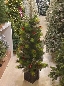 ÁRVORE PINHEIRO NO VASO COM BERRY 1,20CM 164 GALHOS - PRÉ VENDA 2026