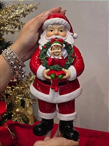 PAPAI NOEL COM GUIRLANDA COM ELFO 29,8CM - PRÉ VENDA 2026
