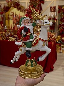 PAPAI NOEL COM RENA DE CARROSSEL 28CM - PRÉ VENDA 2026