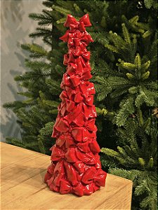 ÁRVORE DE LAÇOS VERMELHO EM RESINA 38CM
