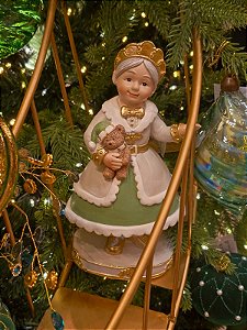 MAMÃE NOEL COM URSO VERDE 21CM - PRÉ VENDA 2026