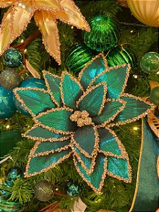 FLOR BICO DE PAPAGAIO VERDE COM GLITTER CHAMPANHE 25CM - PRÉ VENDA 2026