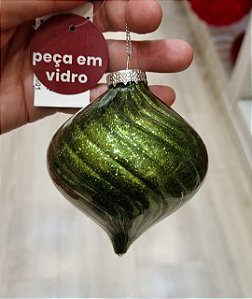 ORNAMENTO DE VIDRO VERDE 8CM - PRÉ VENDA 2026