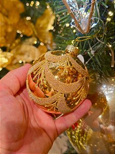 BOLA DE VIDRO DOURADA 8CM - PRÉ VENDA 2026