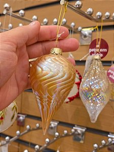 ORNAMENTO DE VIDRO DOURADO 12CM - PRÉ VENDA 2026