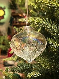 ORNAMENTO DE VIDRO TRANSPARENTE 8CM