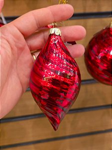 ORNAMENTO DE VIDRO VERMELHO 13CM - PRÉ VENDA 2026