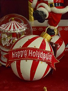 BOLA EM RESINA HAPPY HOLIDAYS 14CM - PRÉ VENDA 2026