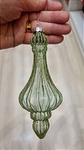 ORNAMENTO DE VIDRO VERDE TRANSLUCIDO 16,5CM - PRÉ VENDA 2026