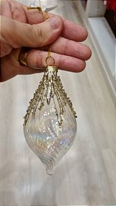 ORNAMENTO GOTA DE VIDRO TRANSPARENTE 6CM - PRÉ VENDA 2026
