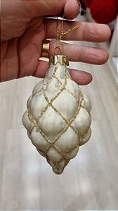 ORNAMENTO DE VIDRO PINHA CHAMPANHE 12CM - PRÉ VENDA 2026