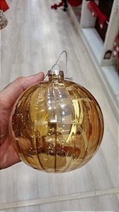 BOLA DE VIDRO TRANSLUCIDA DOURADA 12CM - PRÉ VENDA 2026