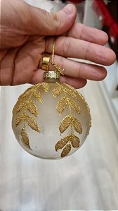 BOLA DE VIDRO DOURADA DECORADA 8CM - PRÉ VENDA 2026