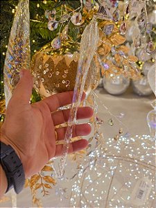 ORNAMENTO GOTA DE VIDRO TRANSPARENTE 27CM - PRÉ VENDA 2026